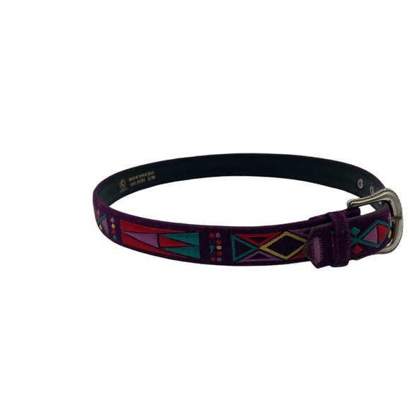 Purple Aztec 60s Style Belt Size Small - Medium 34" Purple Hippy Colorful Comeco - Picture 10 of 10